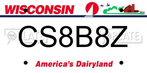 CS8B8Z Wisconsin License Plate