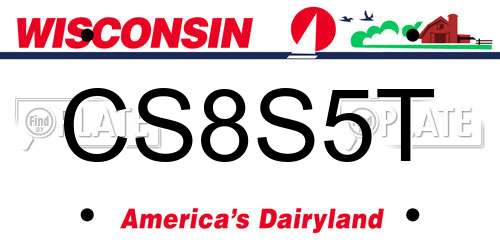 CS8S5T Wisconsin License Plate