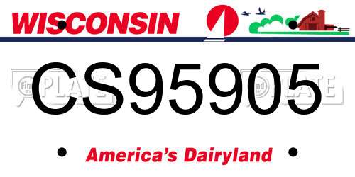 CS95905 Wisconsin License Plate