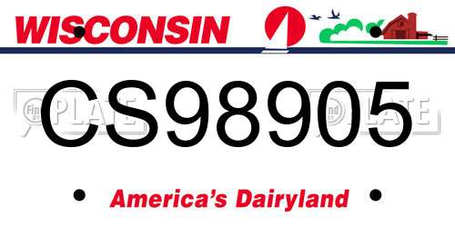 CS98905 Wisconsin License Plate