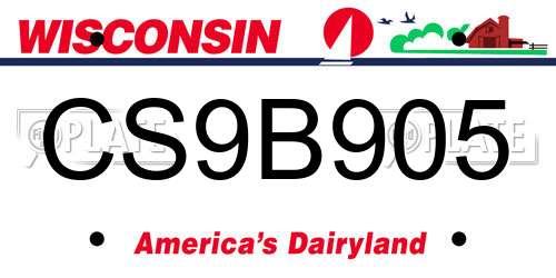 CS9B905 Wisconsin License Plate