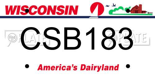 CSB183 Wisconsin License Plate