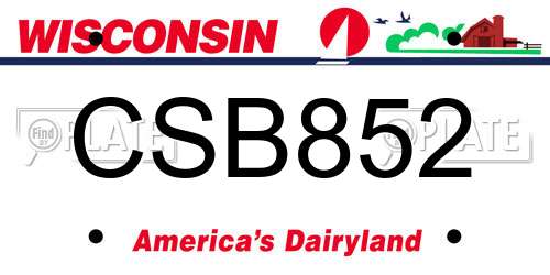CSB852 Wisconsin License Plate