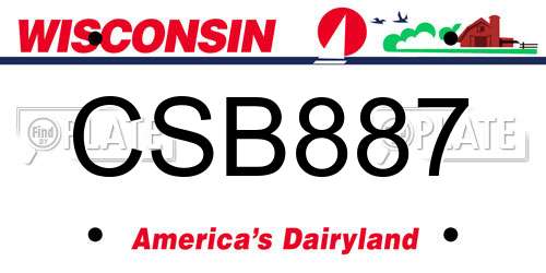 CSB887 Wisconsin License Plate