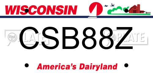 CSB88Z Wisconsin License Plate
