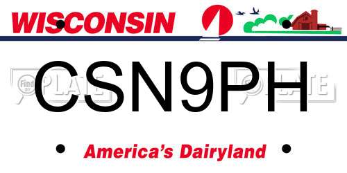 CSN9PH Wisconsin License Plate