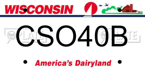 CSO40B Wisconsin License Plate