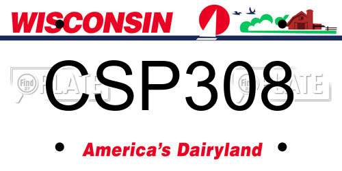 CSP308 Wisconsin License Plate