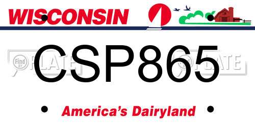 CSP865 Wisconsin License Plate