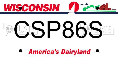 CSP86S Wisconsin License Plate