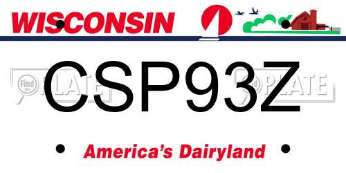 CSP93Z Wisconsin License Plate