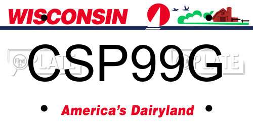 CSP99G Wisconsin License Plate