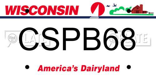 CSPB68 Wisconsin License Plate