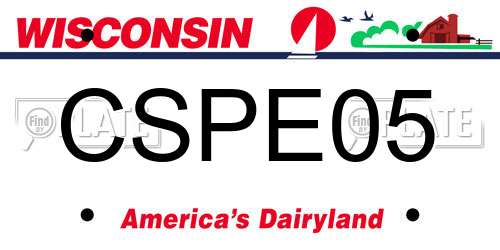 CSPE05 Wisconsin License Plate