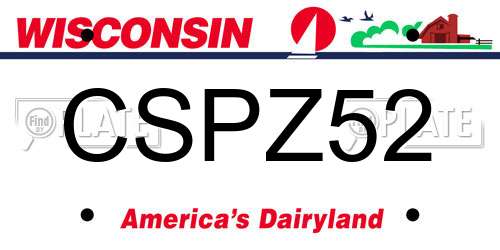 CSPZ52 Wisconsin License Plate