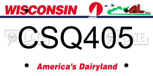 CSQ405 Wisconsin License Plate