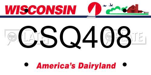 CSQ408 Wisconsin License Plate