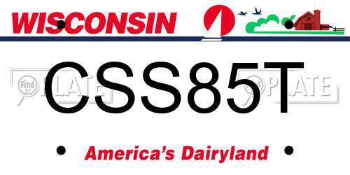 CSS85T Wisconsin License Plate