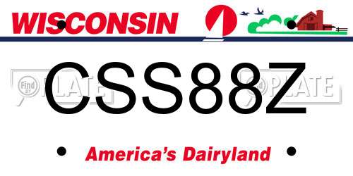 CSS88Z Wisconsin License Plate