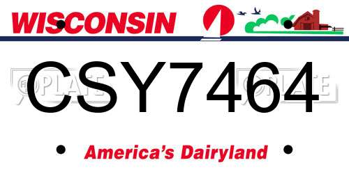 CSY7464 Wisconsin License Plate