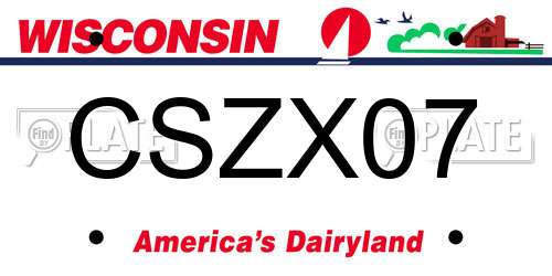 CSZX07 Wisconsin License Plate