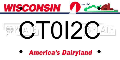 CT0I2C Wisconsin License Plate