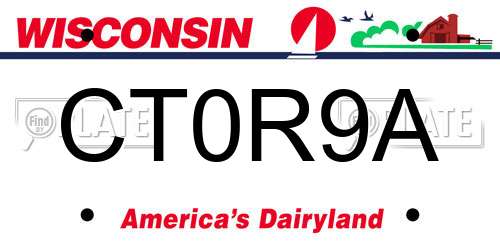 CT0R9A Wisconsin License Plate