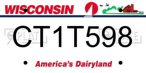 CT1T598 Wisconsin License Plate