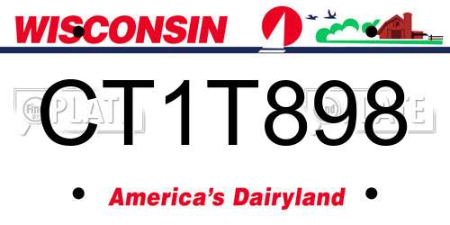CT1T898 Wisconsin License Plate