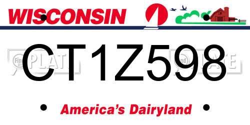CT1Z598 Wisconsin License Plate