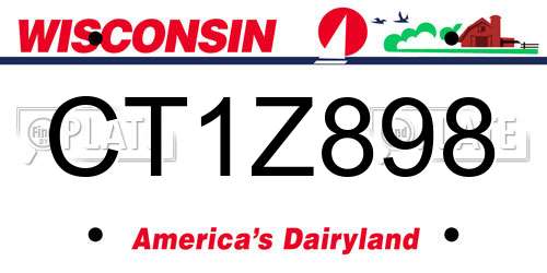 CT1Z898 Wisconsin License Plate
