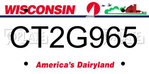 CT2G965 Wisconsin License Plate