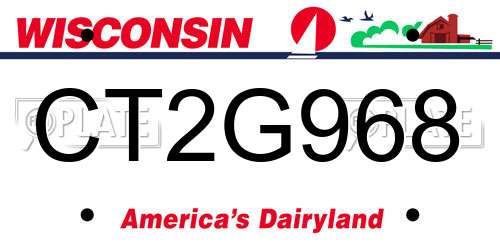 CT2G968 Wisconsin License Plate