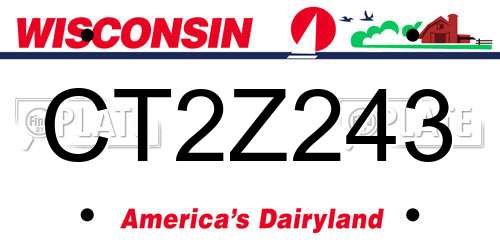 CT2Z243 Wisconsin License Plate