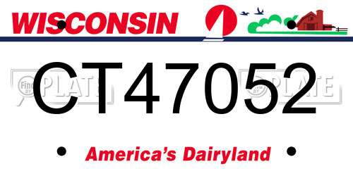 CT47052 Wisconsin License Plate