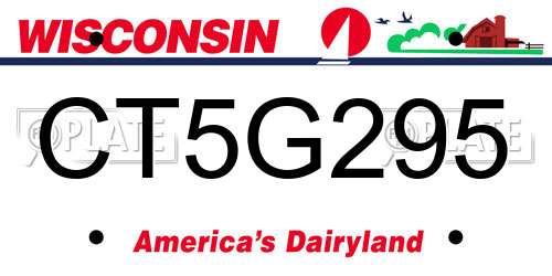 CT5G295 Wisconsin License Plate