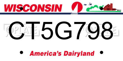 CT5G798 Wisconsin License Plate