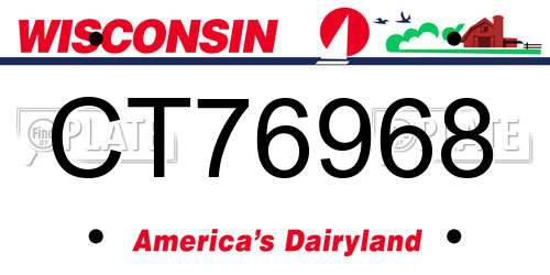 CT76968 Wisconsin License Plate