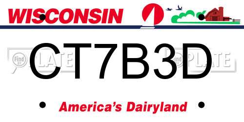 CT7B3D Wisconsin License Plate