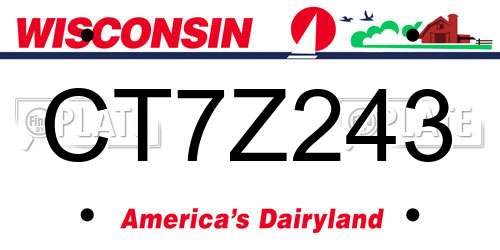 CT7Z243 Wisconsin License Plate
