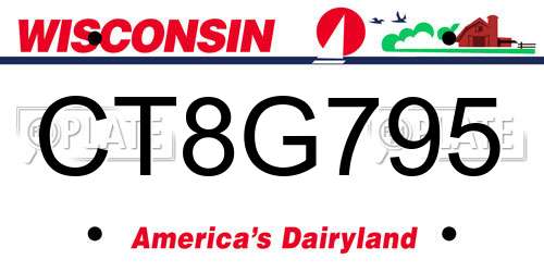 CT8G795 Wisconsin License Plate