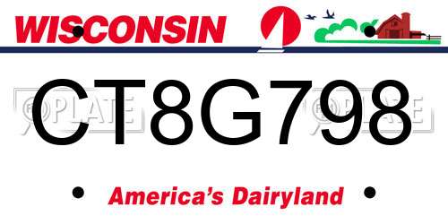 CT8G798 Wisconsin License Plate