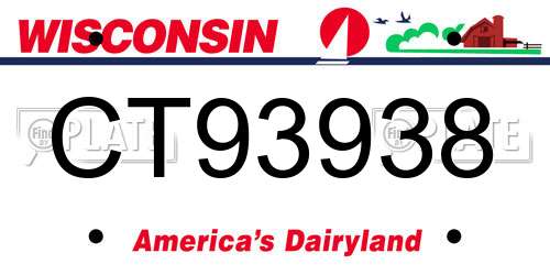CT93938 Wisconsin License Plate
