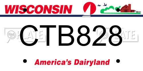 CTB828 Wisconsin License Plate