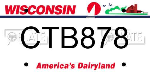 CTB878 Wisconsin License Plate