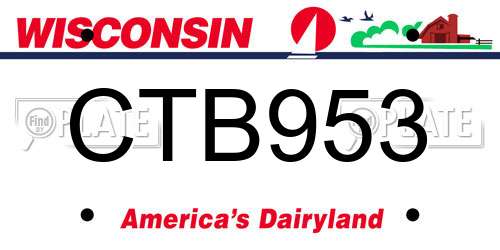 CTB953 Wisconsin License Plate