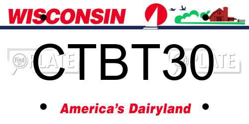 CTBT30 Wisconsin License Plate