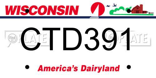 CTD391 Wisconsin License Plate