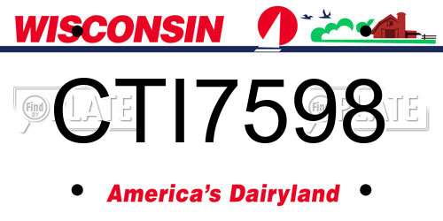 CTI7598 Wisconsin License Plate