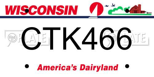 CTK466 Wisconsin License Plate